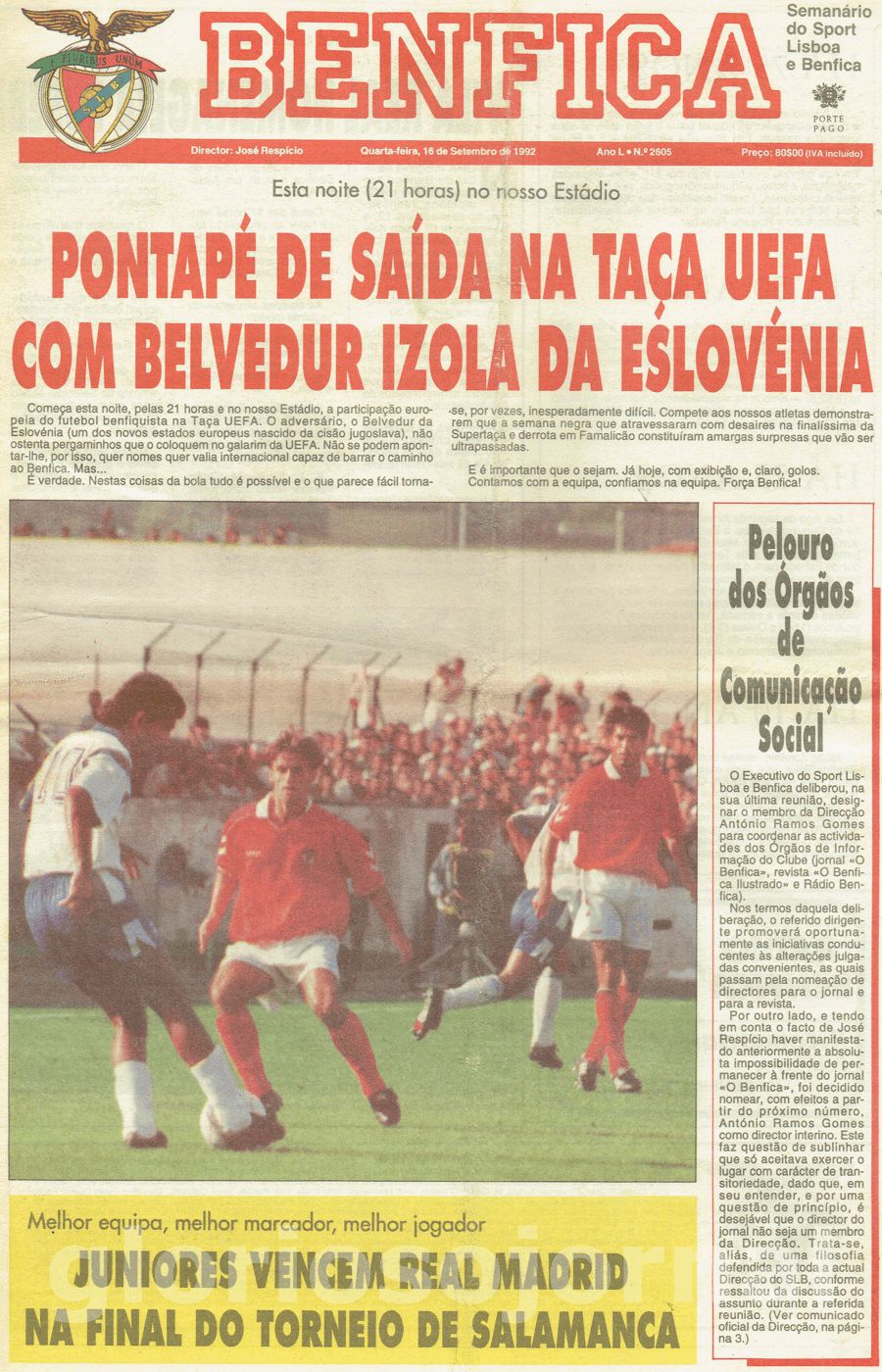 jornal o benfica 2605 1992-09-16